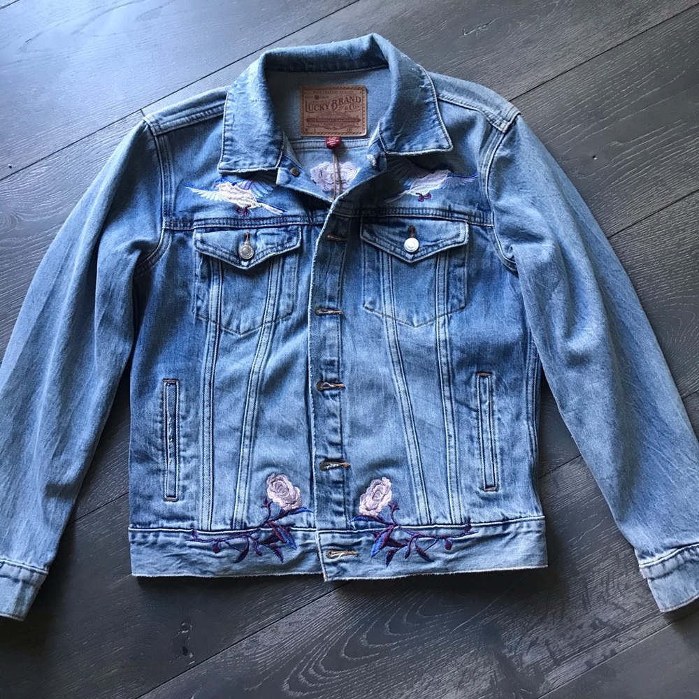 Luck Brand embroidered jean jacket